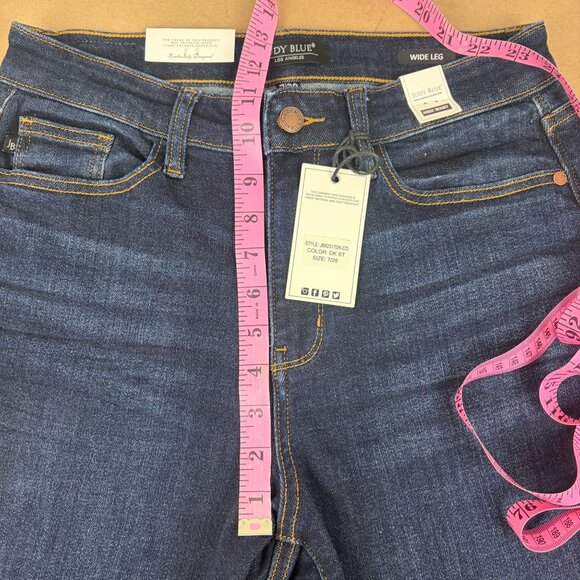 Judy Blue Wide Leg High Waist Jeans Womens 7/28 Dark Wash Blue Stretch - Picture 5 of 11
